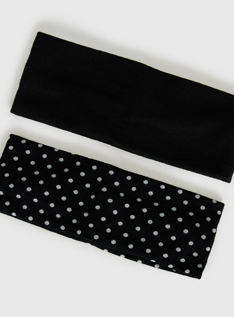 The Juney Headband Pack Black Polka Dot