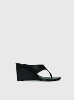 Early Light Wedge Thong Heels Black