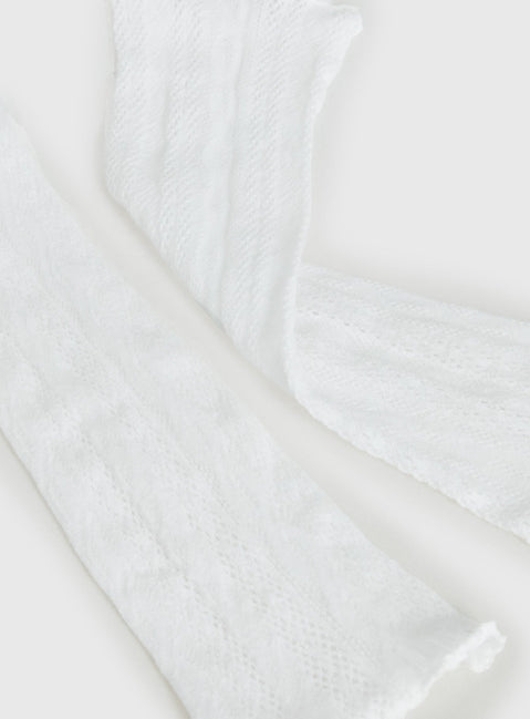 Westie Lace Leg Warmers White
