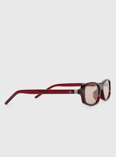 Mixtape Rectangle Sunglasses Red