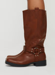 Western boots Calf height, buckle detail, rounded toe, small block heel