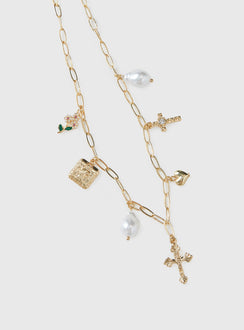 Super Trouper Charm Necklace Gold