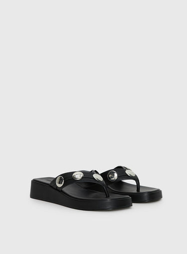 Paislee Stud Detail Sandals Black