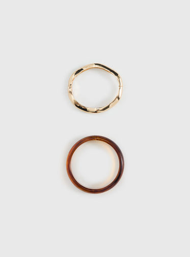 Want Your Love Resin Cuff Set Gold / Brown