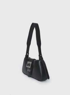 Shoulder bag Press button fastening, buckle detail, zip fastening, internal slip pocket, flat base, adjustable & removable strap