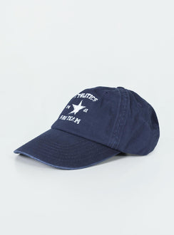 Blue dad cap White graphic print 