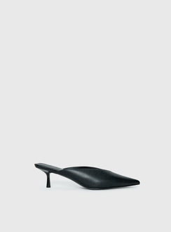 Priella Pointed Toe Kitten Heels Black