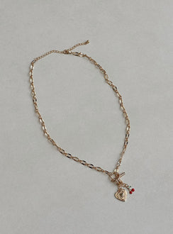 Necklace Gold toned Drop charms Lobster clasp fastening
