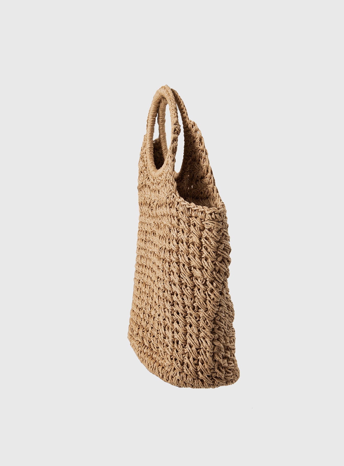 Woven bag Twin fixed handles, flat base