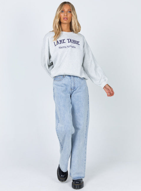 Lake Tahoe Crewneck Sweatshirt Grey Princess Polly  regular 