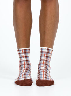 Socks Plaid print Good stretch  
