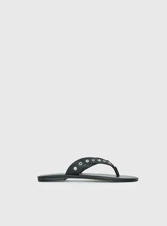 Lyana Eyelet Detail Sandals Black