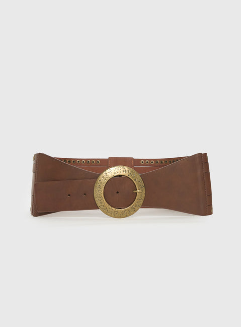 Vanish Faux Leather Belt Brown