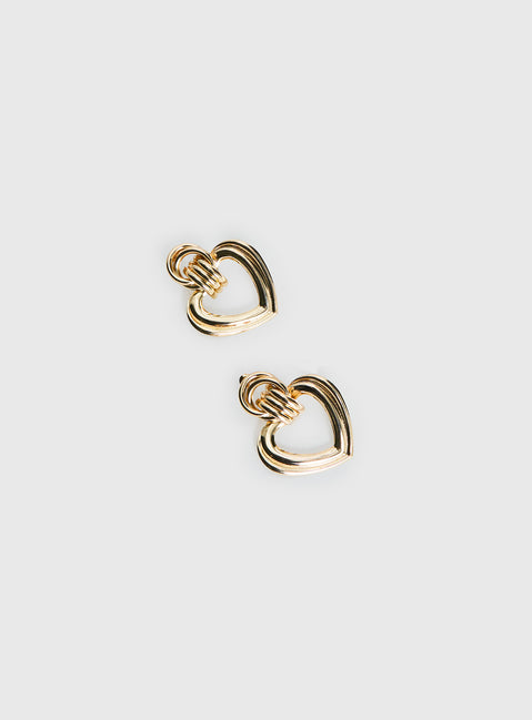 Prioritise Heart Linked Earrings Gold