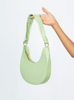 Shoulder bag Faux croc leather  Gold-toned hardware Zip fastening  Multiple internal compartments Flat base  Fully lined