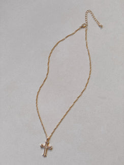 Necklace Gold toned  Cross pendant  Lobster clasp fastening 