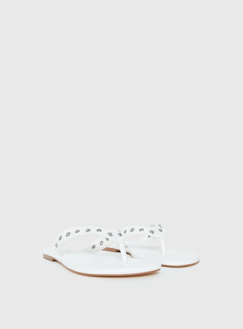 Lyana Eyelet Detail Sandals White