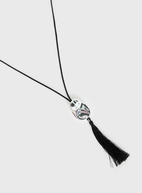 Melara Longline Tassel Necklace Black