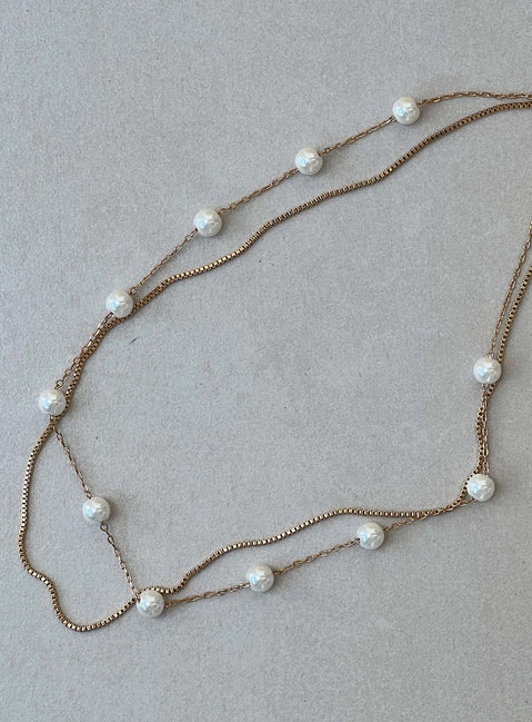 Necklace pack Two dainty chains Pearl detail Lobster clasp fastening