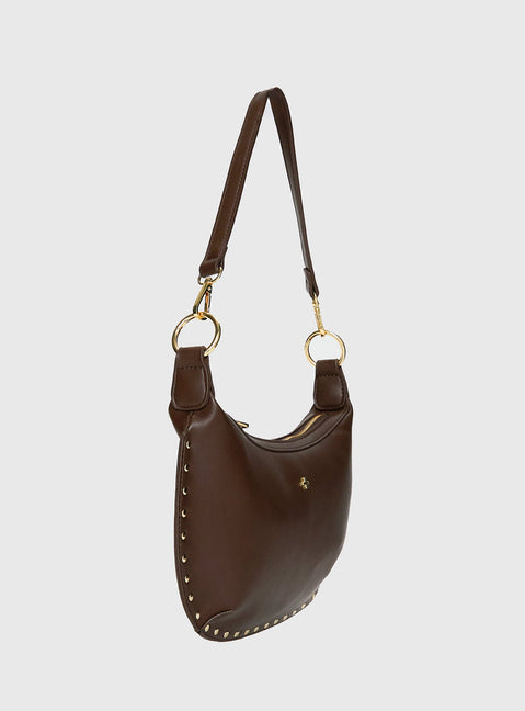 Oracle Studded Shoulder Bag Chocolate