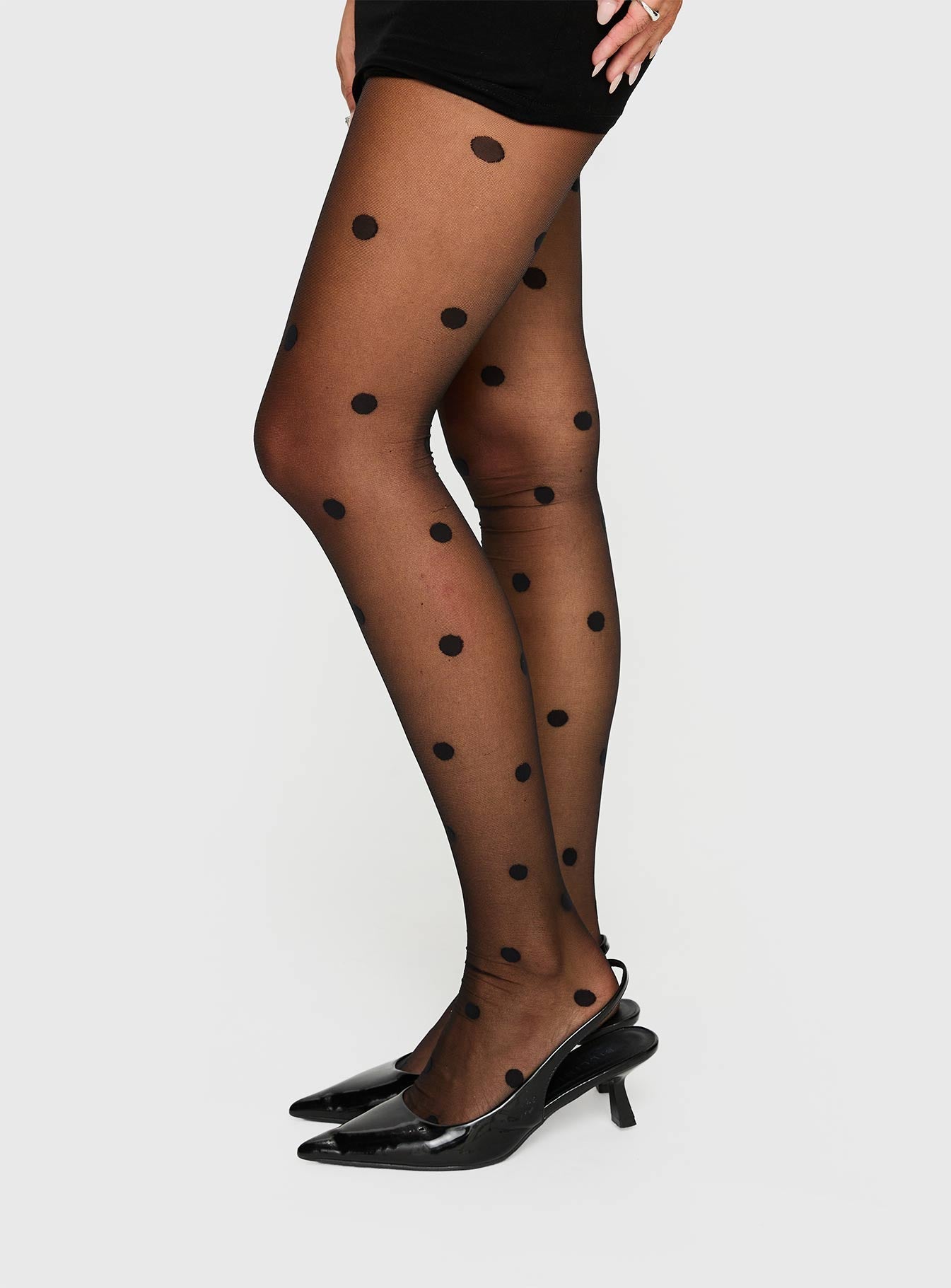 Morgynne Sheer Tights Black Polka