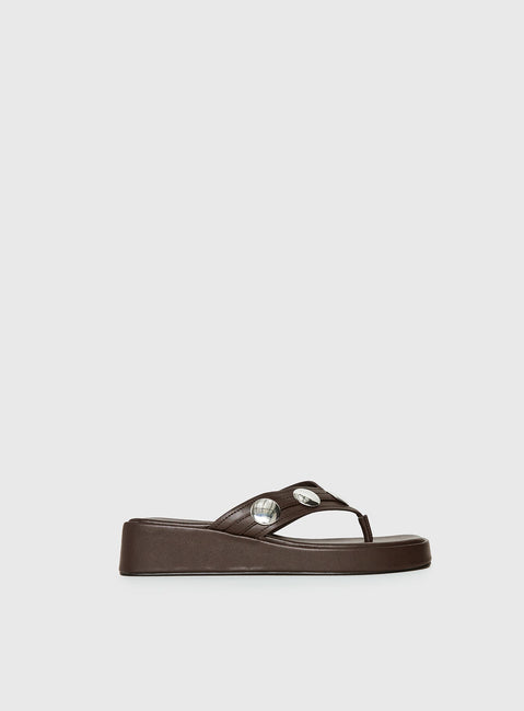 Paislee Stud Detail Sandals Brown