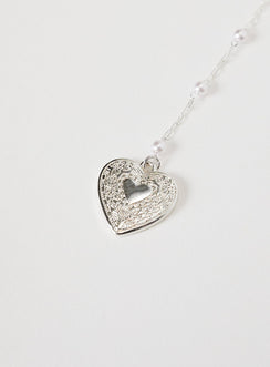 Necklace Silver toned, heart pendant