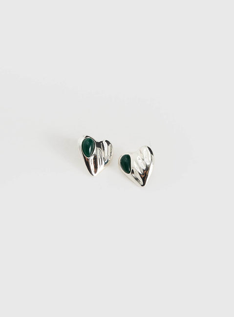 Citrah Heart Stud Earrings Silver