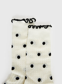 Somebody Else Frill Socks White Polka