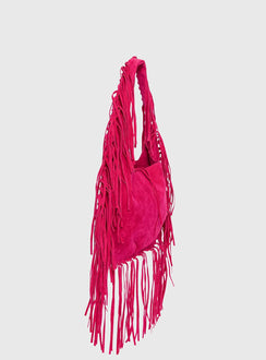 Currents Faux Suede Tassel Shoulder Bag Pink