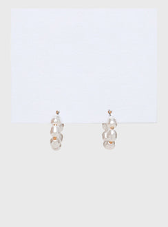 Neaman Pearl Hoop Earrings Gold / White