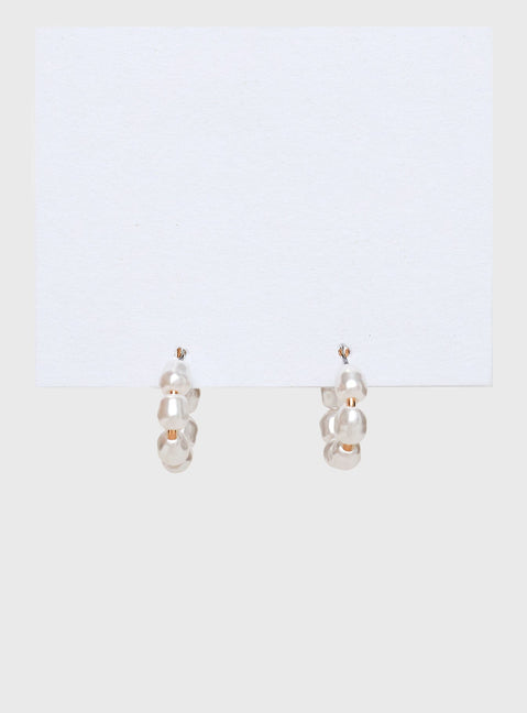 Neaman Pearl Hoop Earrings Gold / White