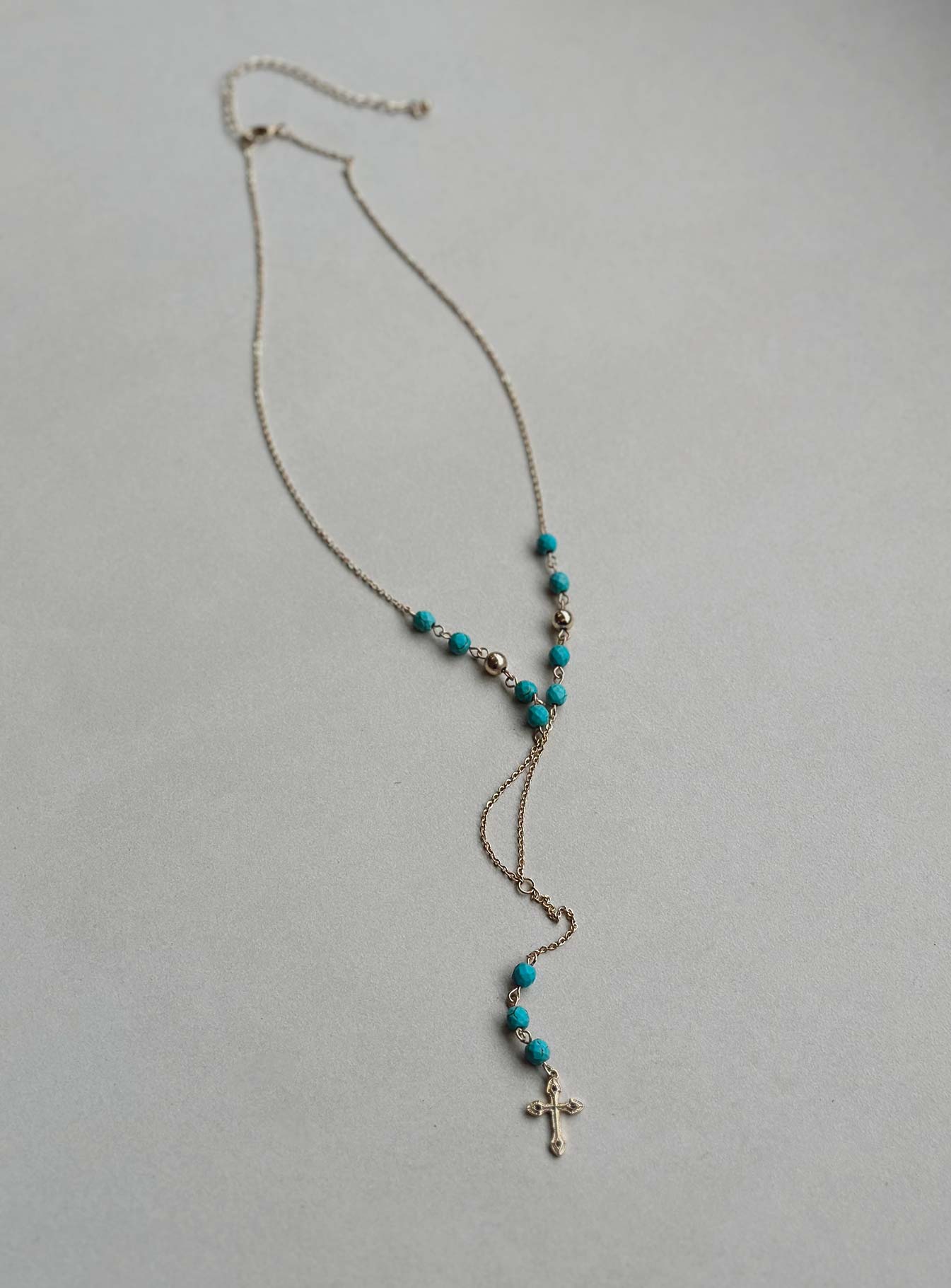 Necklace Gold-toned Dainty chain Gemstone & cross detail Lobster clasp fastening