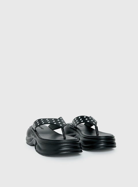Fienna Platform Thong Sandals Black