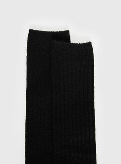 Boderline High Knee Ribbed Socks Black