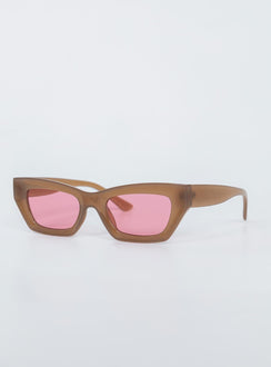 Sunglasses 70% PC 30% AC UV 400 Pink tinted lenses  Moulded nose bridge 
