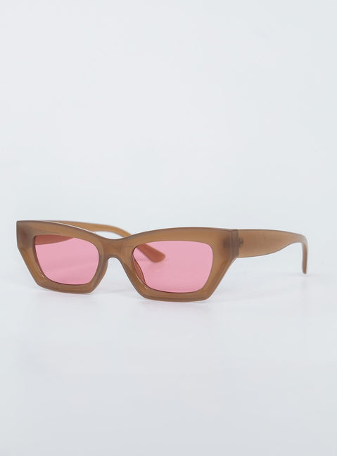Sunglasses 70% PC 30% AC UV 400 Pink tinted lenses  Moulded nose bridge 