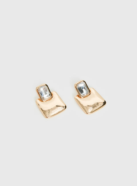 Luminary Diamante Detail Earrings Gold