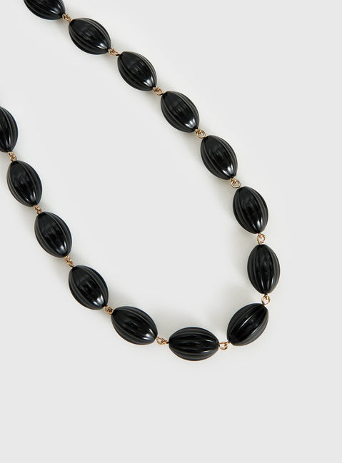 Liviya Beaded Necklace Black