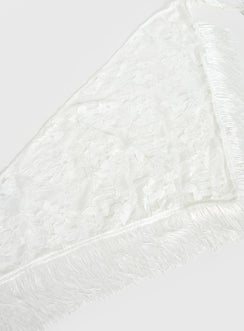 Elizebeth Tie Waist Tassel Belt White