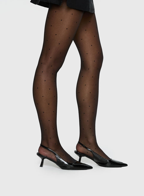Avelaine Sheer Polka Tights Black