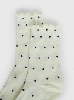 Pillowtalk Frill Socks Cream Polka