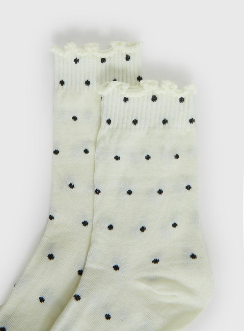 Pillowtalk Frill Socks Cream Polka