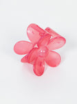 Red hair clip flower shape Transparent design Lightweight