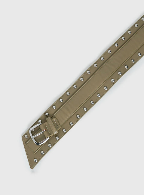 Fast Paced Stud Detail Belt Beige
