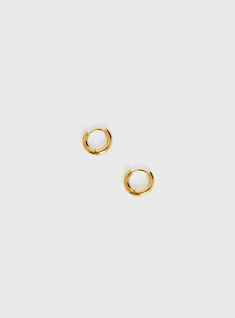 Fiorah Gold Plated 10mm Huggie Earrings Gold