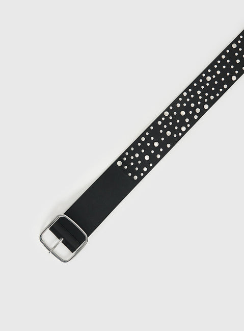 Wanna Find Out Faux Leather Belt Black / Silver