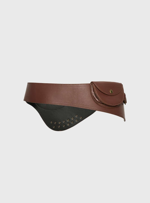 Flourish Faux Leather Belt Brown