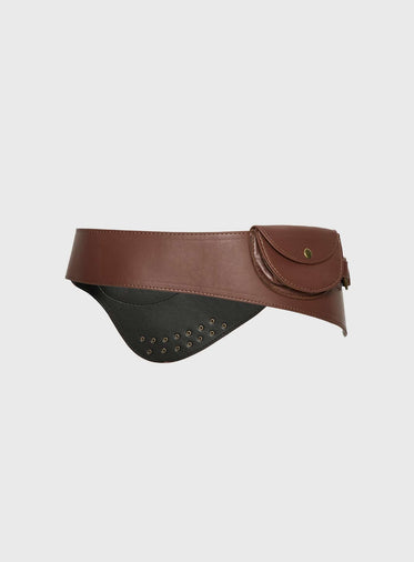 Flourish Faux Leather Belt Brown