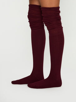 Hollen Knee High Socks Burgundy